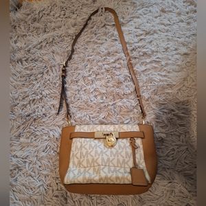 Brown and White Michael Kors Crossbody
